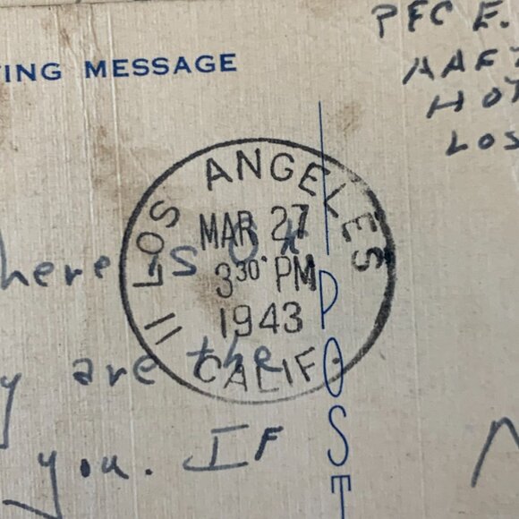 Risque postcards WWII 'A California Dish' 3 linen postcards sent by PFC - Picture 6 of 6